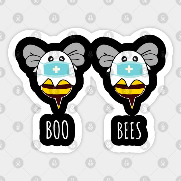 boo bees ghost and mask halloween tshirt Sticker by Collagedream